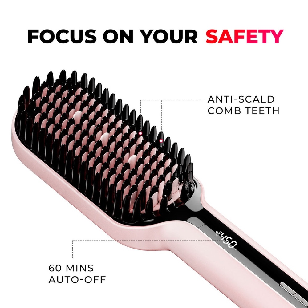 Tymo Ionic Plus Pink Hair Straightening Brush - Picture 6 of 8
